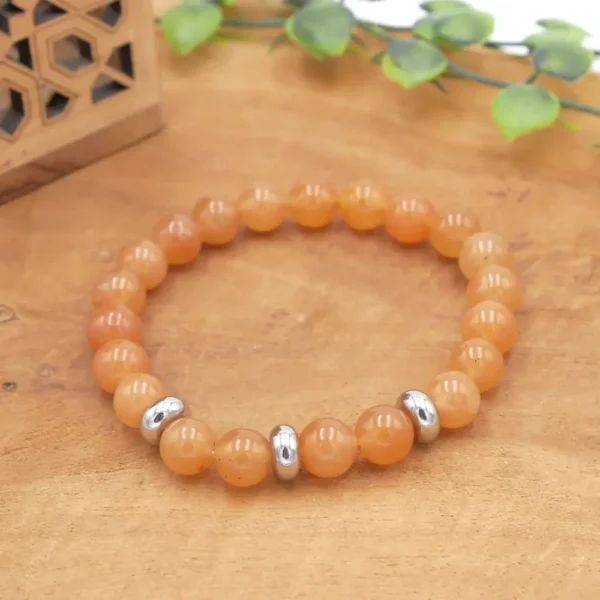 Photo Bracelet Aventurine orange en pierre naturelle, bijou fait main