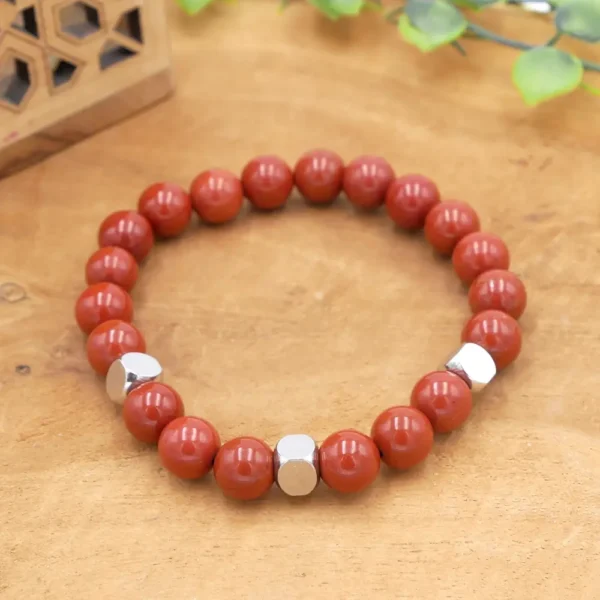 Photo Bracelet Jaspe rouge en pierre naturelle, bijou fait main