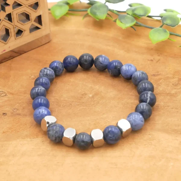 Photo Bracelet Sodalite en pierre naturelle, bijou fait main