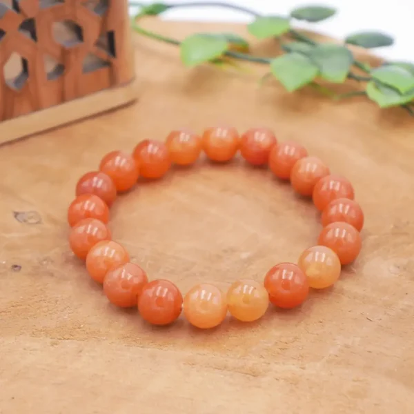 Bracelet en aventurine orange naturelle non teintée aux perles rondes polies