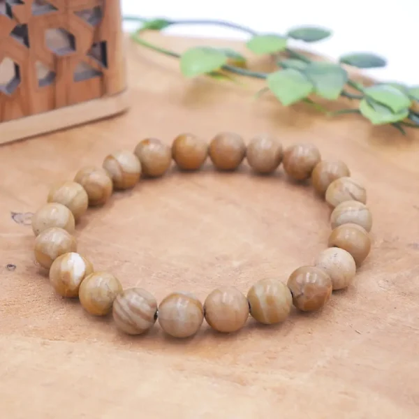 Photo Bracelet Jaspe bois en pierre naturelle, bijou fait main