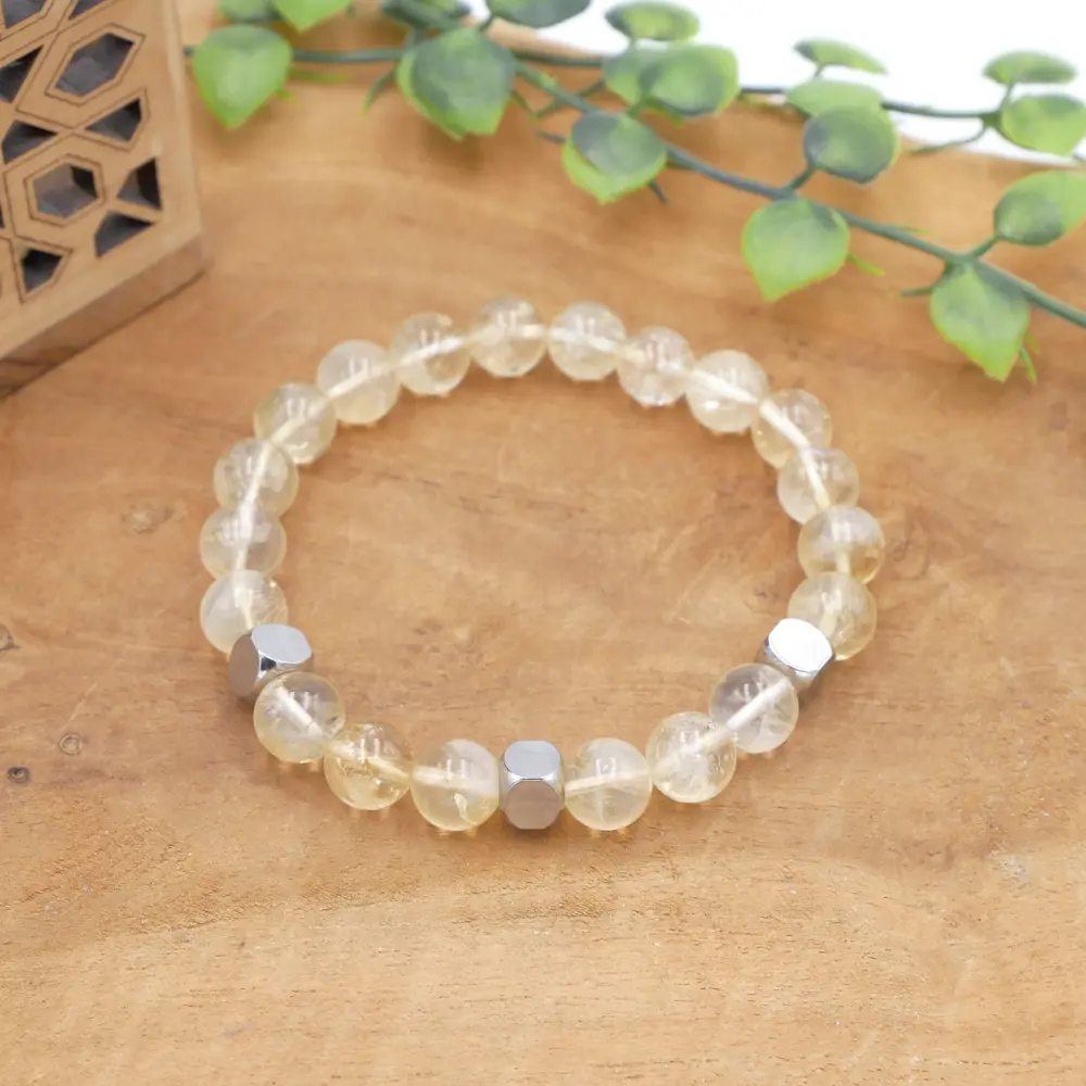 Photo Bracelet Citrine naturelle en pierre naturelle, bijou fait main