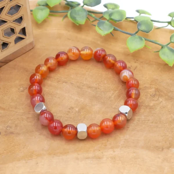 Photo Bracelet Cornaline en pierre naturelle, bijou fait main
