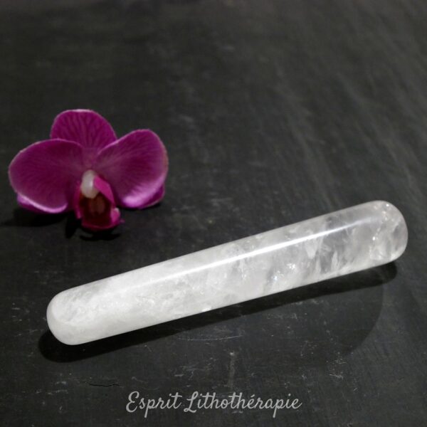 Bâton de massage en cristal de roche naturel de 10,9 cm, photo contractuelle