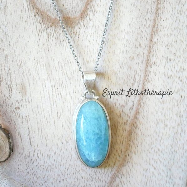 Photo Pendentif Argent - Aigue-marine en pierre naturelle