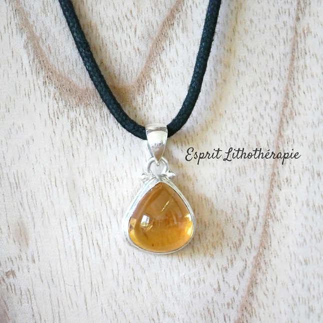 Photo Pendentif Argent - Citrine naturelle en pierre naturelle