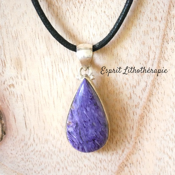 Photo Pendentif Argent - Charoïte en pierre naturelle