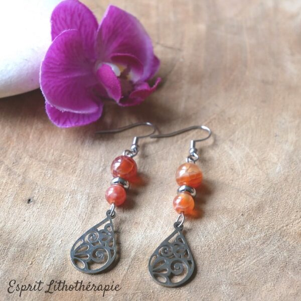 Boucles agate feu