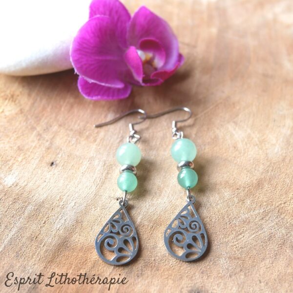 Photo Boucles d'oreilles Aventurine verte en pierre naturelle
