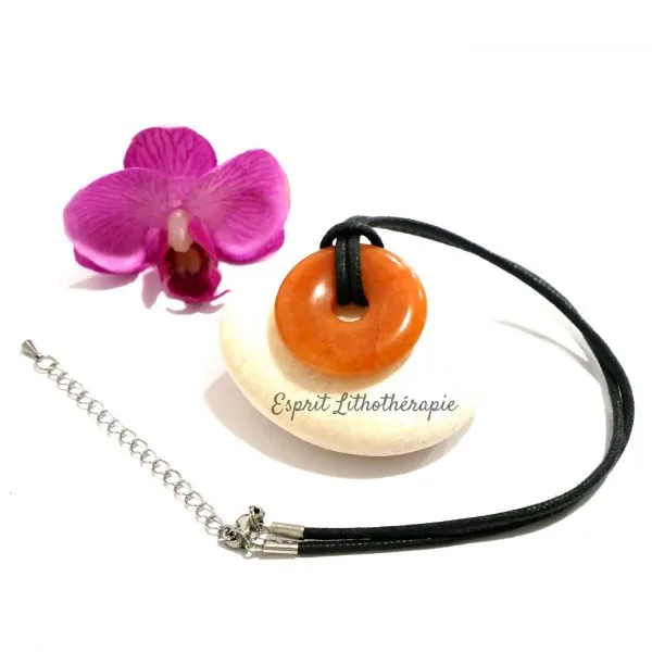 Photo Pendentif Donut Aventurine orange en pierre naturelle