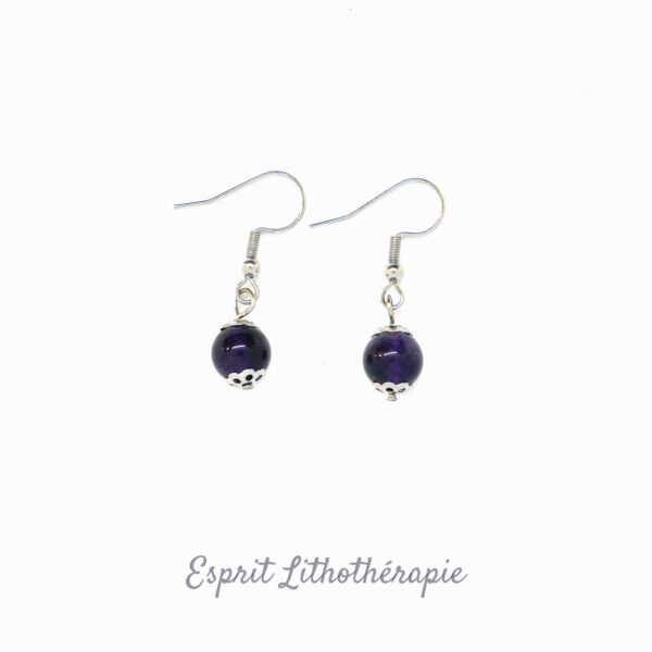Photo Boucles d'oreilles Améthyste en pierre naturelle