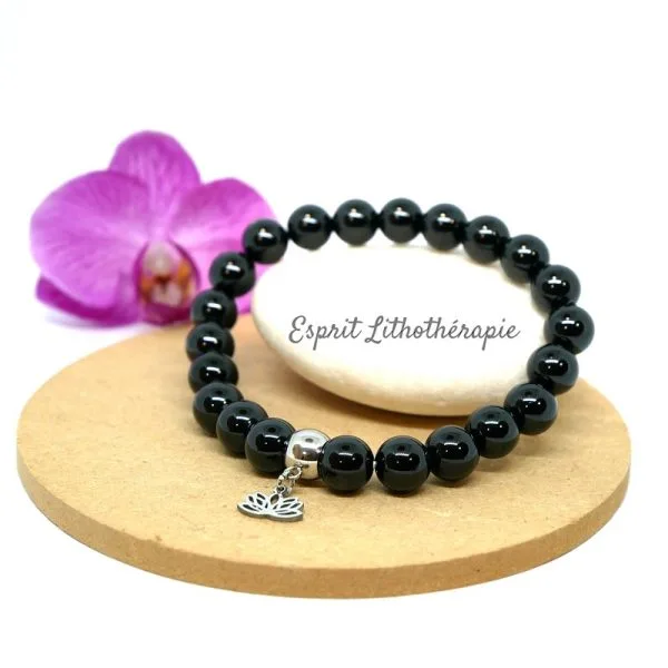 Photo Bracelet en Spinelle noir en pierre naturelle, bijou fait main