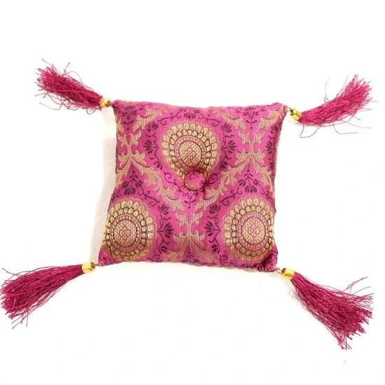 Coussin en soie artisanal rose pour bol chantant – Fabrication tibétaine