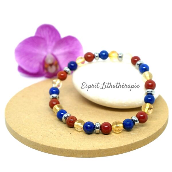 Photo Bracelet Citrine, Jaspe rouge, Lapis lazuli en pierre naturelle, bijou fait main