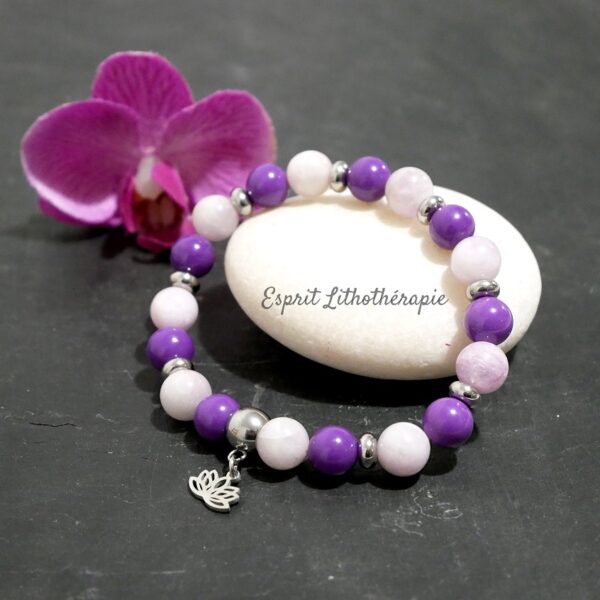 Photo Bracelet Kunzite, Phosphosidérite en pierre naturelle, bijou fait main