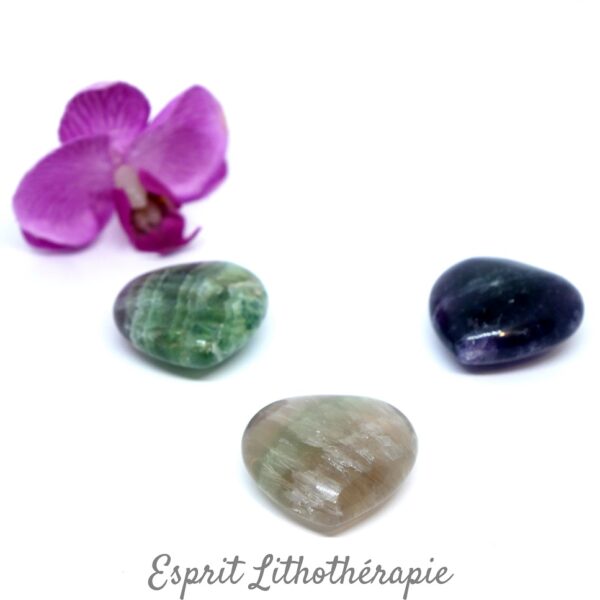 Photo contractuelle Galet coeur – Fluorite en pierre naturelle