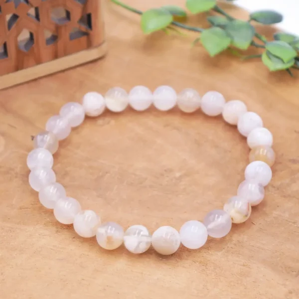 Photo Bracelet Agate fleur de cerisier en pierre naturelle, bijou fait main
