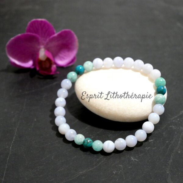Photo Bracelet Amazonite, Calcédoine, Turquoise en pierre naturelle, bijou fait main