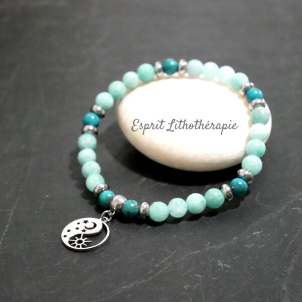Photo Bracelet Amazonite, Turquoise en pierre naturelle, bijou fait main