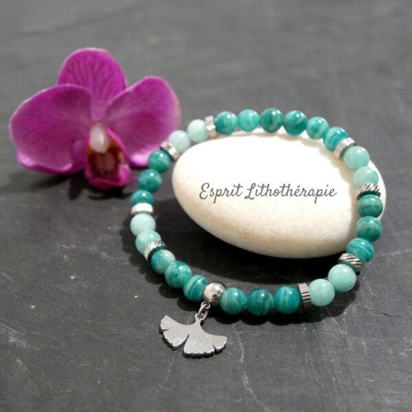 Photo Bracelet Amazonite Turquoise et Amazonite de Russie en pierre naturelle, bijou fait main