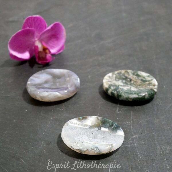 Photo contractuelle Galet anti-stress Agate mousse en pierre naturelle