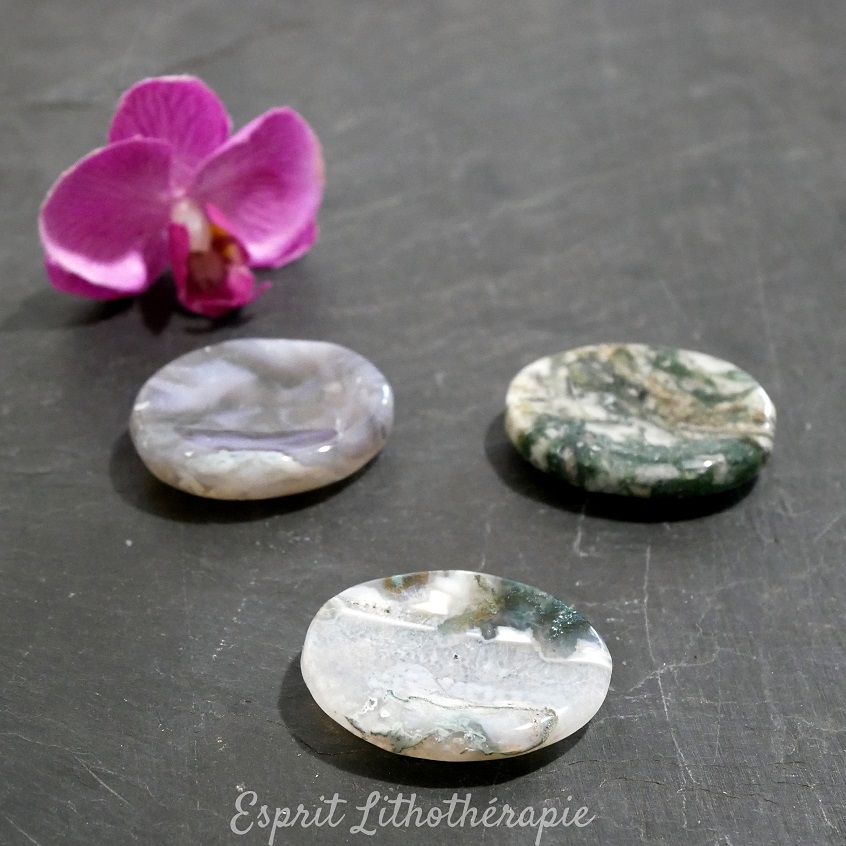 Photo contractuelle Galet anti-stress Agate mousse en pierre naturelle