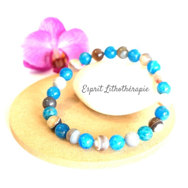 Photo Bracelet Agate du Botswana, Apatite en pierre naturelle, bijou fait main