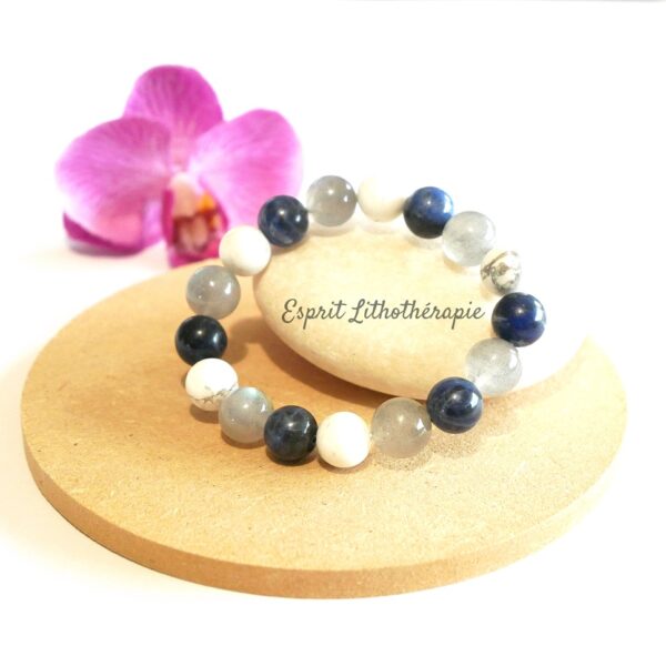 Photo Bracelet Howlite, Labradorite, Sodalite en pierre naturelle, bijou fait main