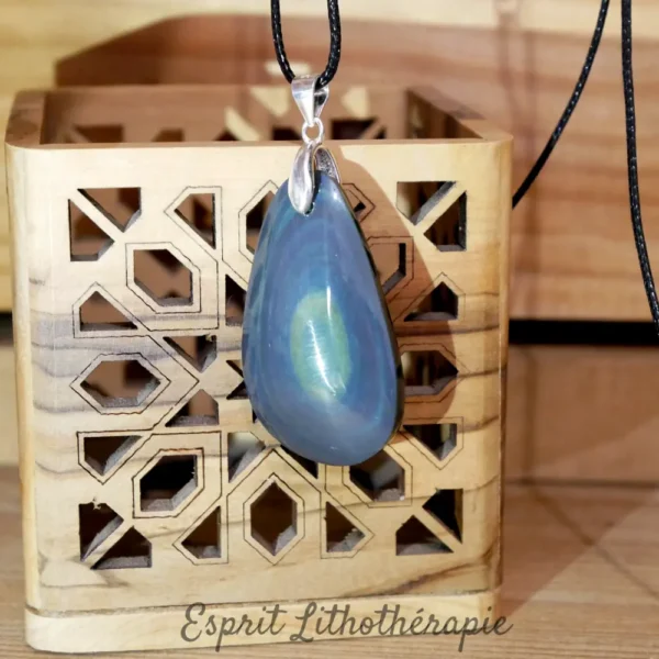 Photo Pendentif Obsidienne œil céleste en pierre naturelle