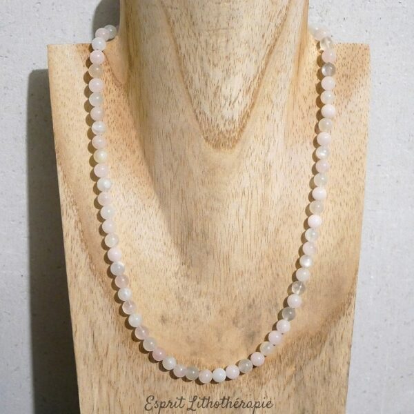 Photo Collier - Pierre de lune, Quartz rose en pierre naturelle, bijou fait main