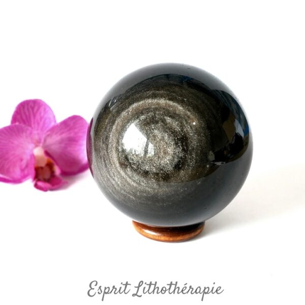Photo contractuelle Sphère Obsidienne argentée en pierre naturelle