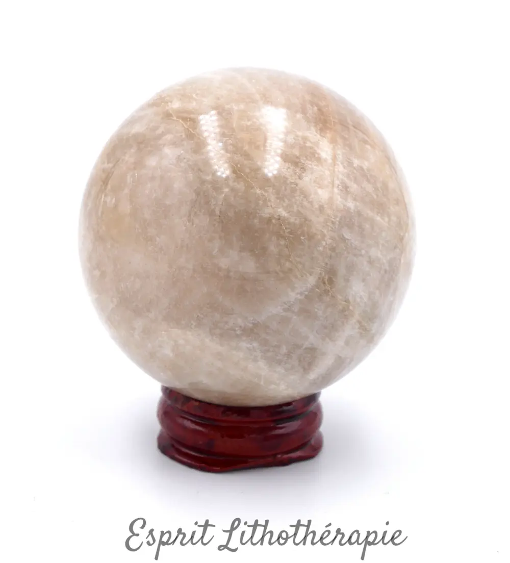 Autre face de la sphère en Pierre de lune naturelle, pièce unique de 284 g