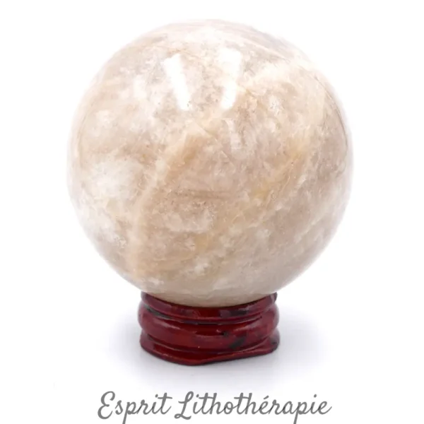 Sphère en Pierre de lune naturelle de 5,9 cm aux nuances crème et pêche clair