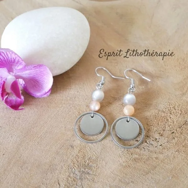 Photo Boucles d'oreilles Pierre de lune en pierre naturelle