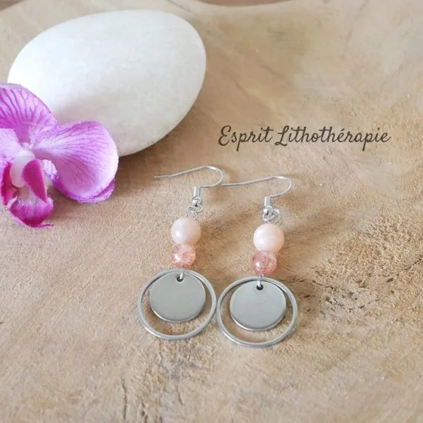 Photo Boucles d'oreilles Pierre de soleil en pierre naturelle