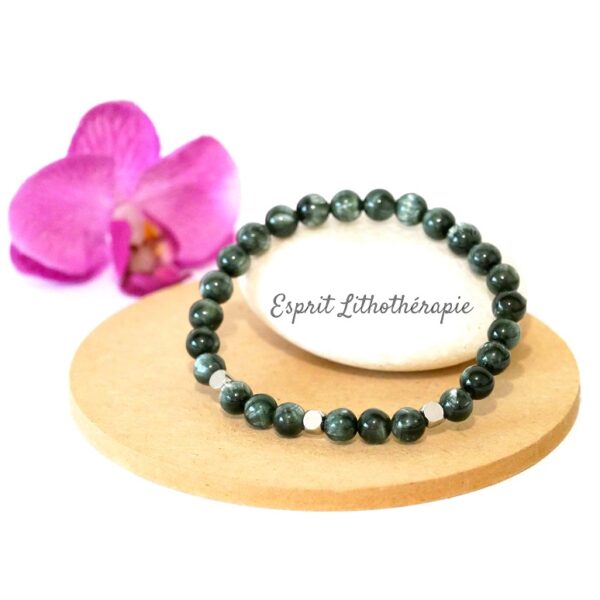 Photo Bracelet Séraphinite en pierre naturelle, bijou fait main
