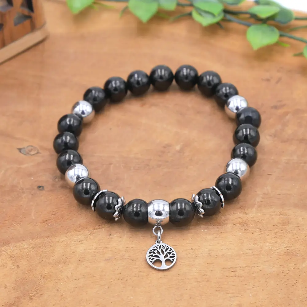 Photo Bracelet en Jais en pierre naturelle, bijou fait main