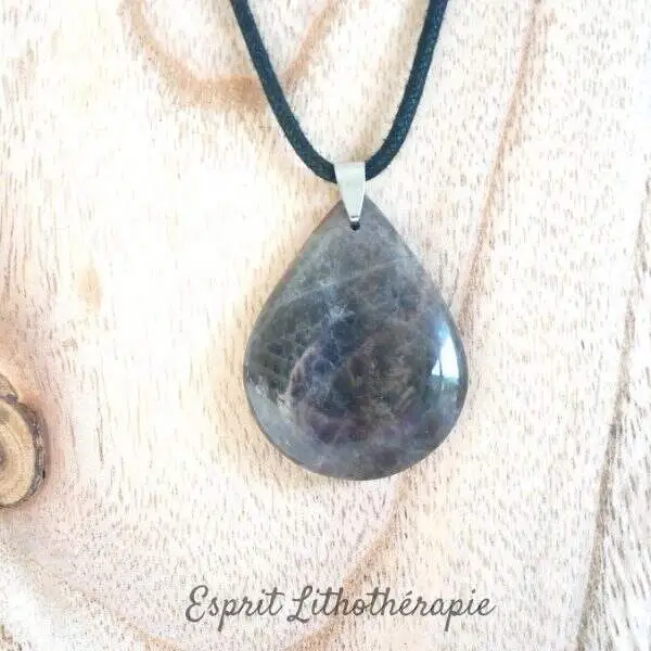 Photo Pendentif Pierre de lune noire en pierre naturelle