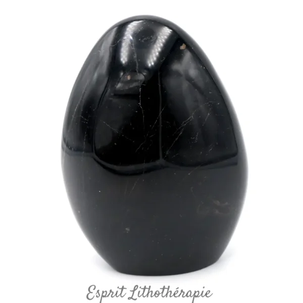 Bloc poli en tourmaline noire, pierre de qualité.