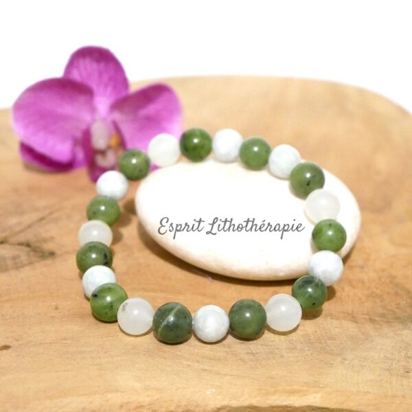 Photo Bracelet Jade, Jade Néphrite, Serpentine Bowenite en pierre naturelle, bijou fait main