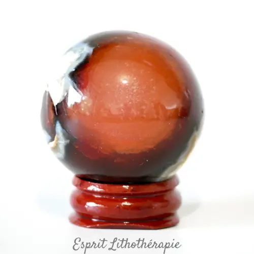 sphère en cornaline naturelle polie – pierre énergétique orange utilisée en lithothérapie