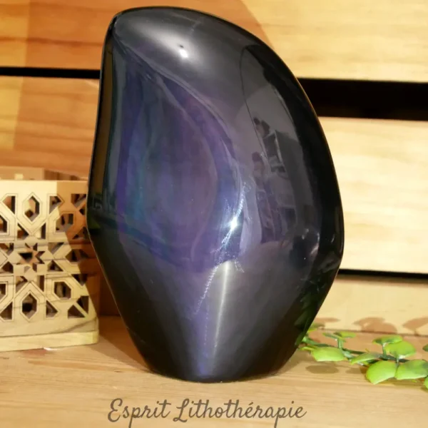 Photo contractuelle Bloc poli Obsidienne œil céleste en pierre naturelle