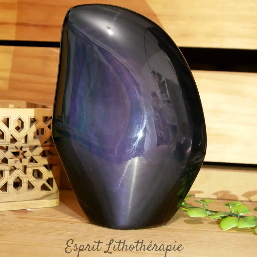Photo contractuelle Bloc poli Obsidienne œil céleste en pierre naturelle