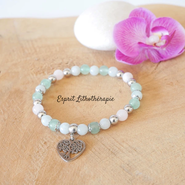 Photo contractuelle Bracelet Cœur en pierre naturelle, bijou fait main