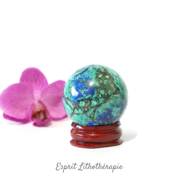 Photo contractuelle Sphère Azurite Malachite en pierre naturelle