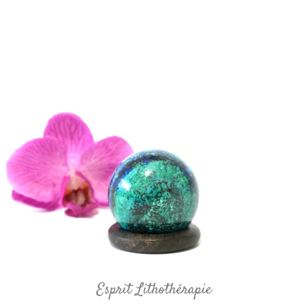 Photo contractuelle Sphère Azurite Malachite en pierre naturelle