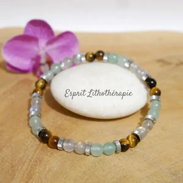 Photo Bracelet Aventurine, Labradorite, Œil de tigre en pierre naturelle, bijou fait main