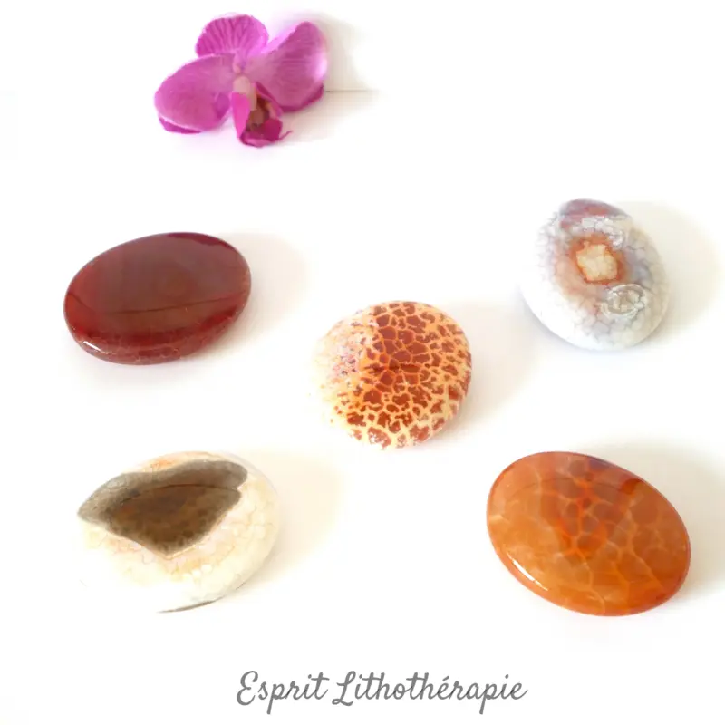 Photo contractuelle Galet Chakra Agate feu en pierre naturelle