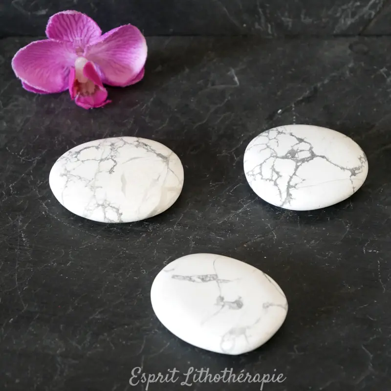 Photo contractuelle Galet chakra Howlite en pierre naturelle