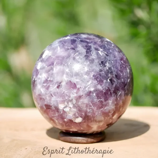 Photo contractuelle Sphère Lépidolite en pierre naturelle